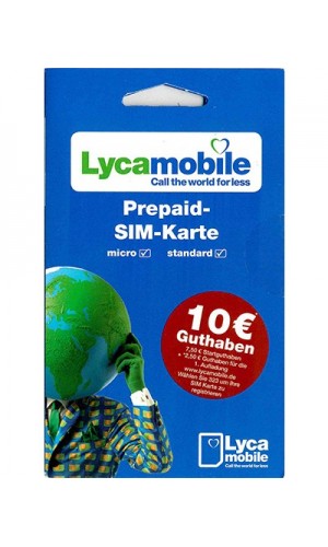 Lycamobile Simkarte 7,50 € + 2,50 Startguthaben